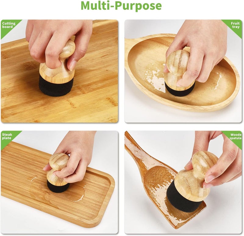 DEBETOOL 2Pack Cutting Board Oil Wax Applicator for Food Grade Mineral Oil Board - Natural Bamboo Applicator for Cutting Boards，Wooden Spatula，Spoon and Other Utensils - Image 4